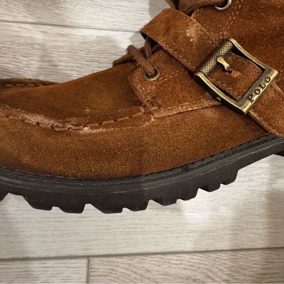 POLO Ralph Lauren Boots RANGER HI Combat Youth Sz 7 Brown Leather Moc Toe /40 EU - Picture 10 of 11